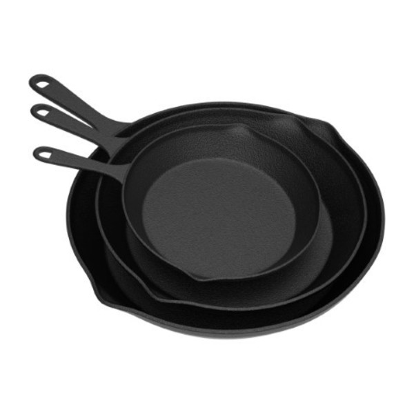 Hastings Home Set of 3 Frying Pans Cast Iron Pre-Seasoned Nonstick Skillets in 10", 8", 6"- Kitchen Cookware 997642PQH